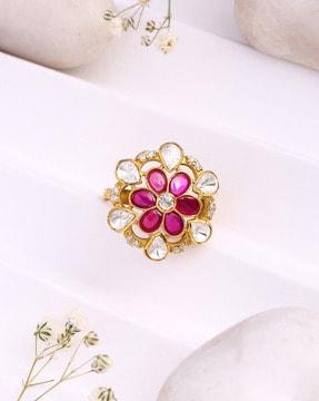 sterling silver gold-plated floral ring