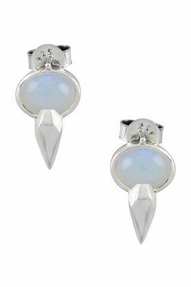 sterling silver oval opal ear studs