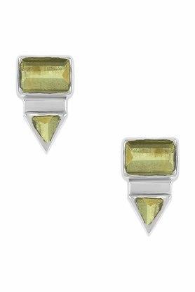 sterling silver rectangle triangle peridot ear studs