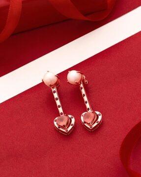 sterling silver rose gold-plated drop earrings