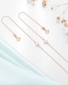 sterling silver rose gold-plated pearl anklets