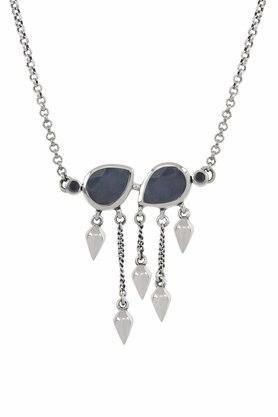 sterling silver sapphire pear multi drop necklace