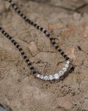 sterling silver american diamond-studded mangalsutra