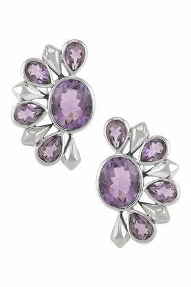 sterling silver amethyst floral ear studs