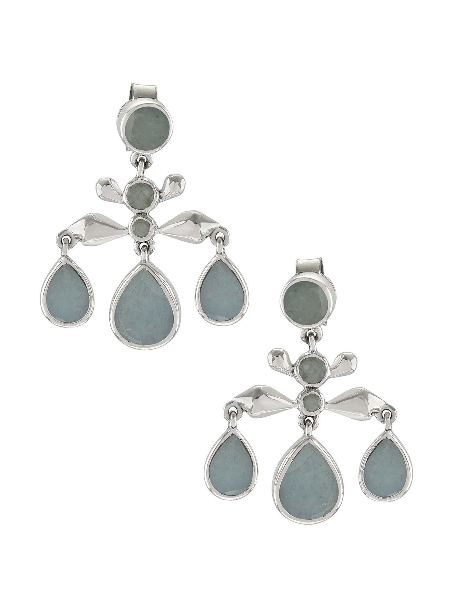 sterling silver aquamarine pear drop earrings