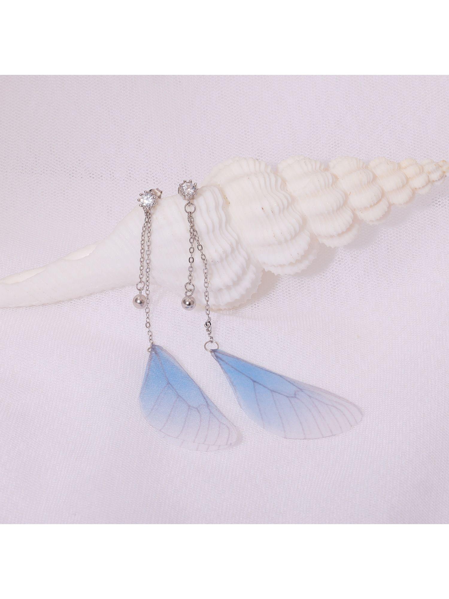 sterling silver blue feather earrings for womens and girls