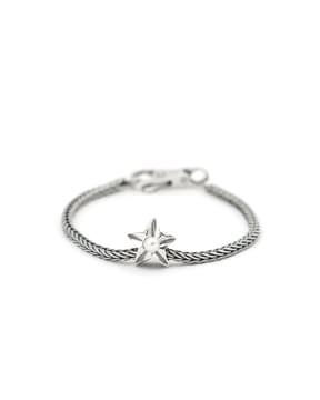 sterling silver cancer star plain clasp bracelet