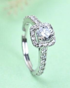sterling silver cubic zirconia-studded ring