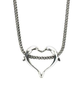 sterling silver dolphins heart pendant
