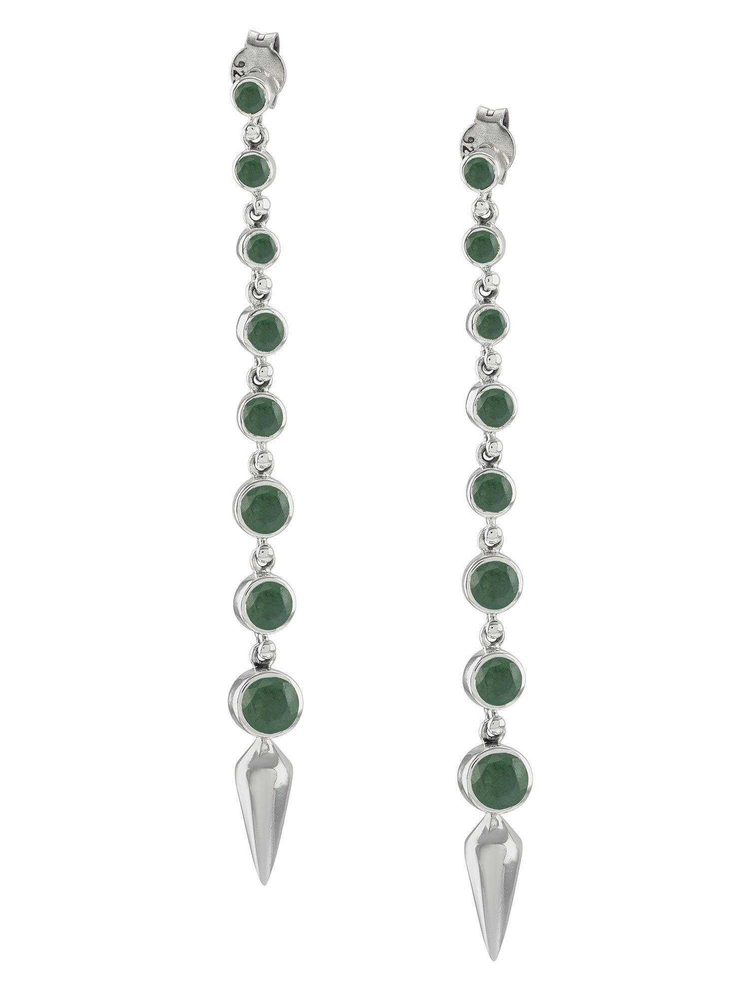 sterling silver emerald ascending earrings