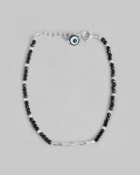 sterling silver evil eye charms bracelet with beads