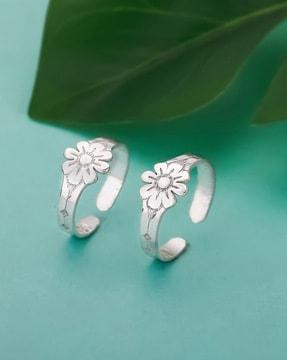 sterling silver floral toe rings
