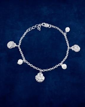 sterling silver freshwater pearl & shell charm bracelet