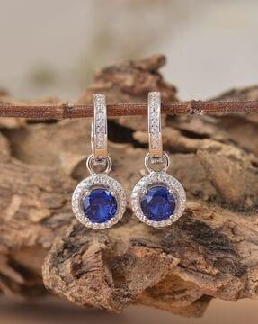 sterling silver gemstone-studded dangler earrings