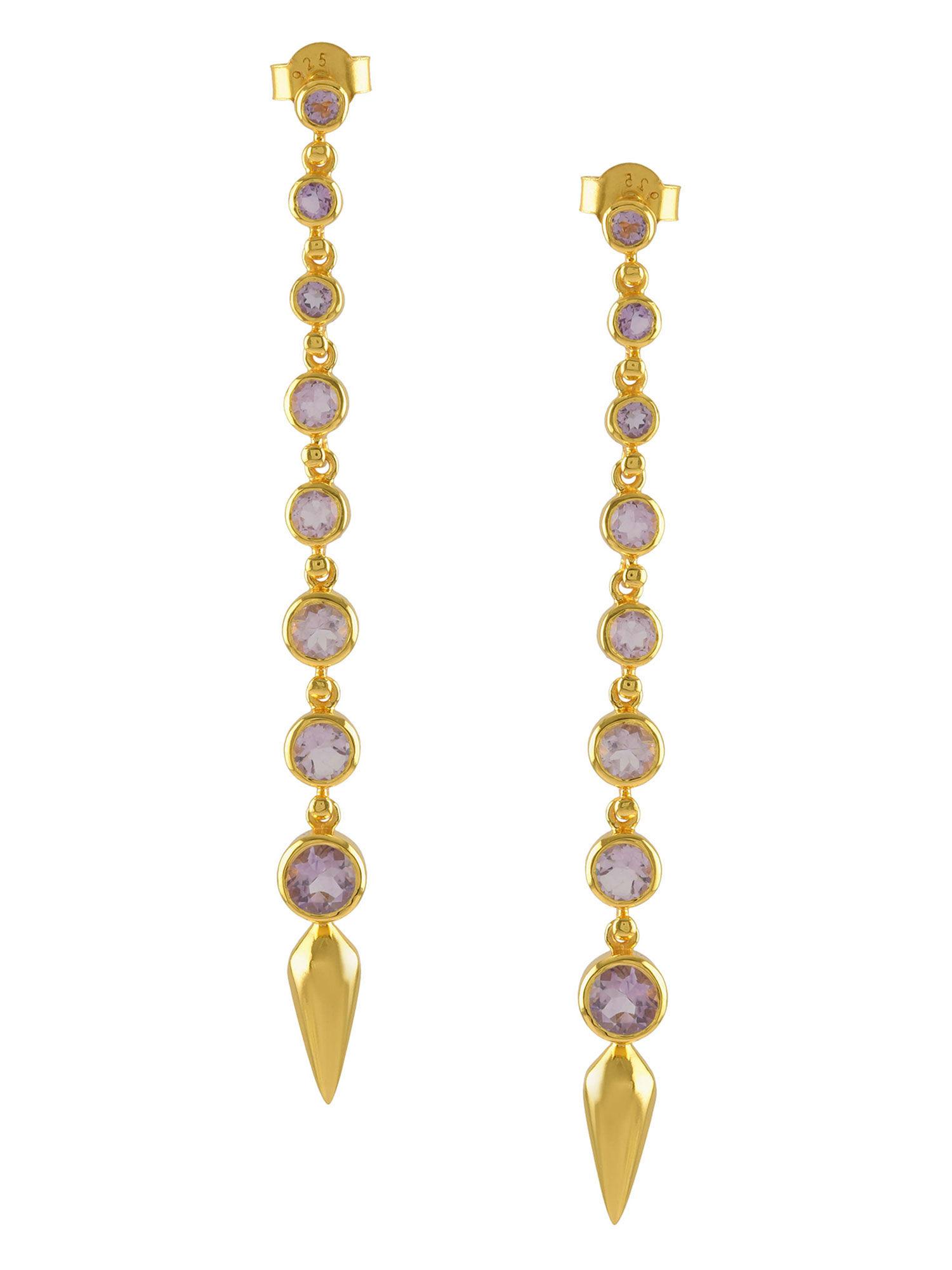 sterling silver gold plated amethyst ascending earrings