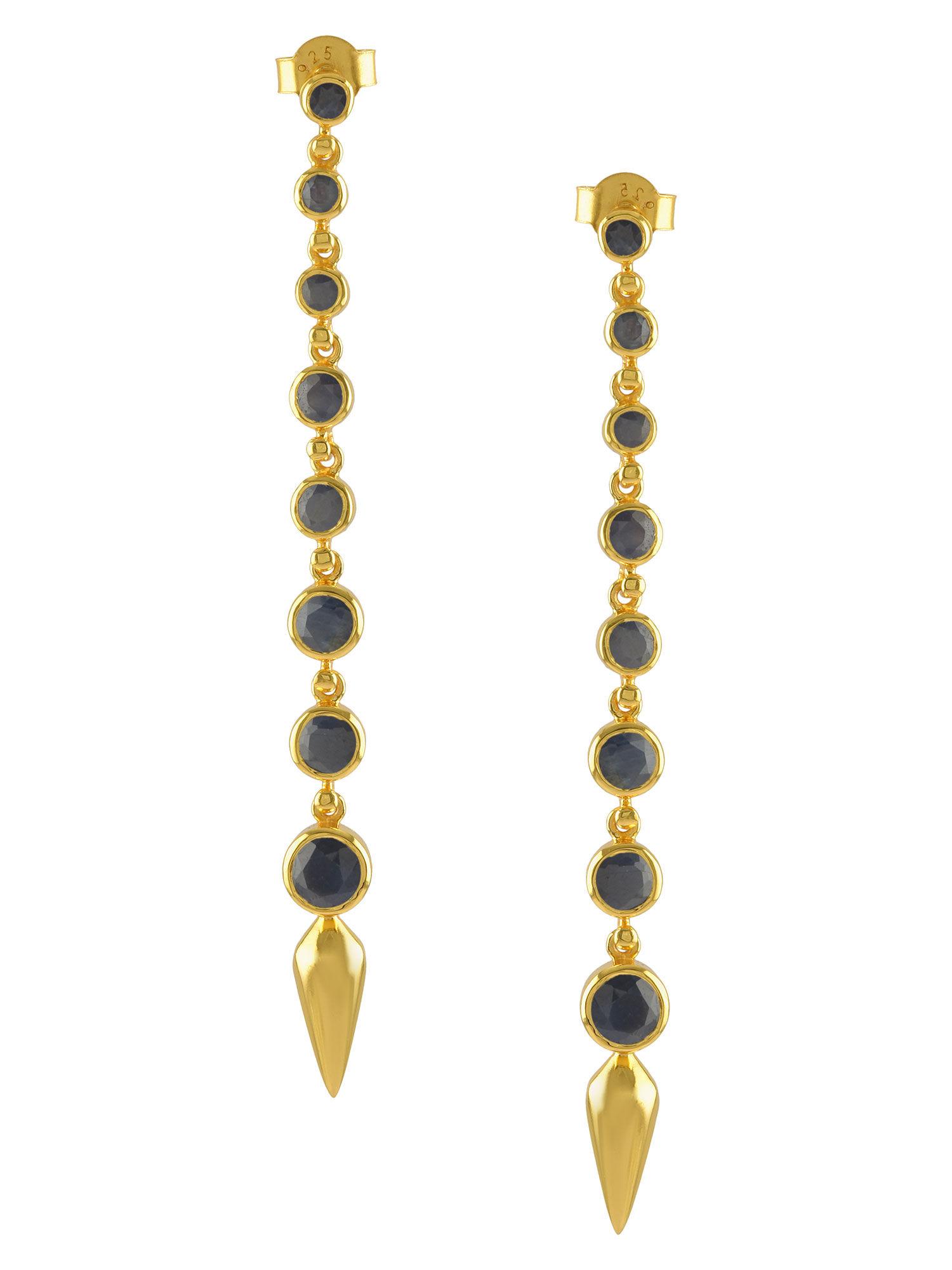 sterling silver gold plated blue sapphire ascending earrings