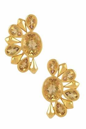 sterling silver gold plated citrine floral ear studs