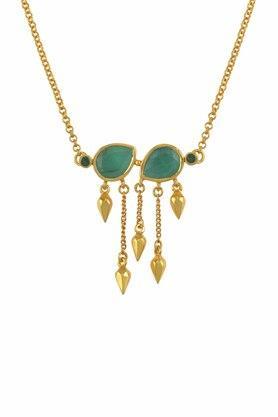 sterling silver gold plated emerald pear multi drop necklace