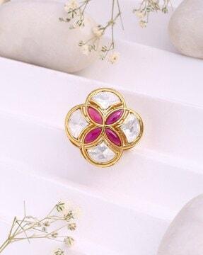 sterling silver gold-plated floral blossom ring