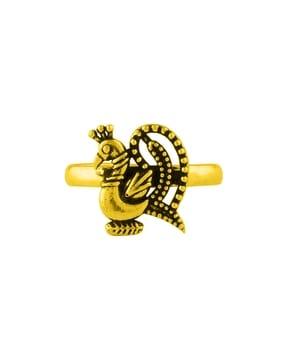 sterling silver gold-plated peacock rawa toe ring