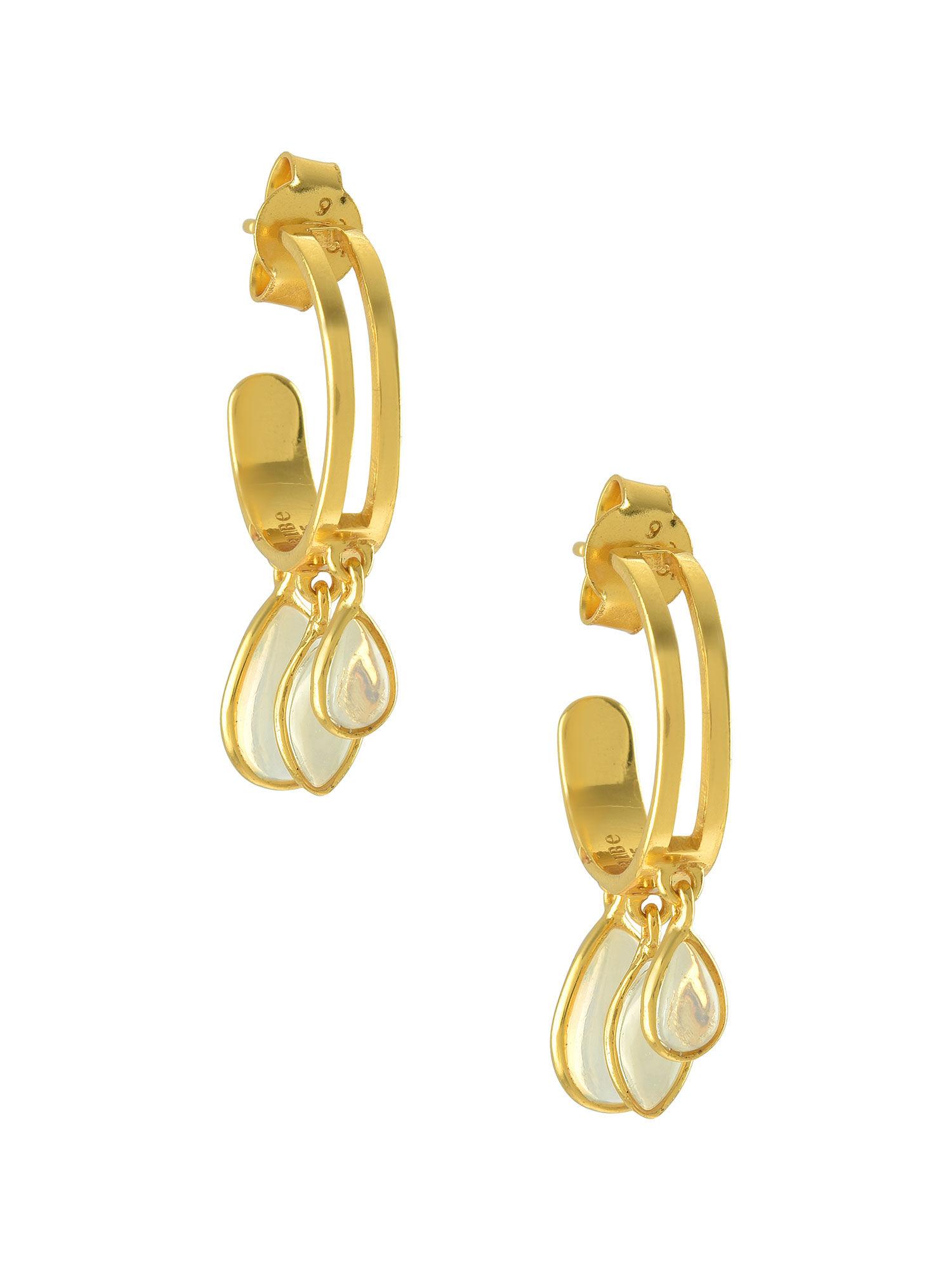 sterling silver gold plated pear marquise opal hoop earrings