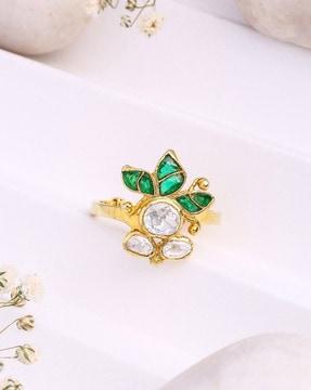 sterling silver gold-plated royal floral ring