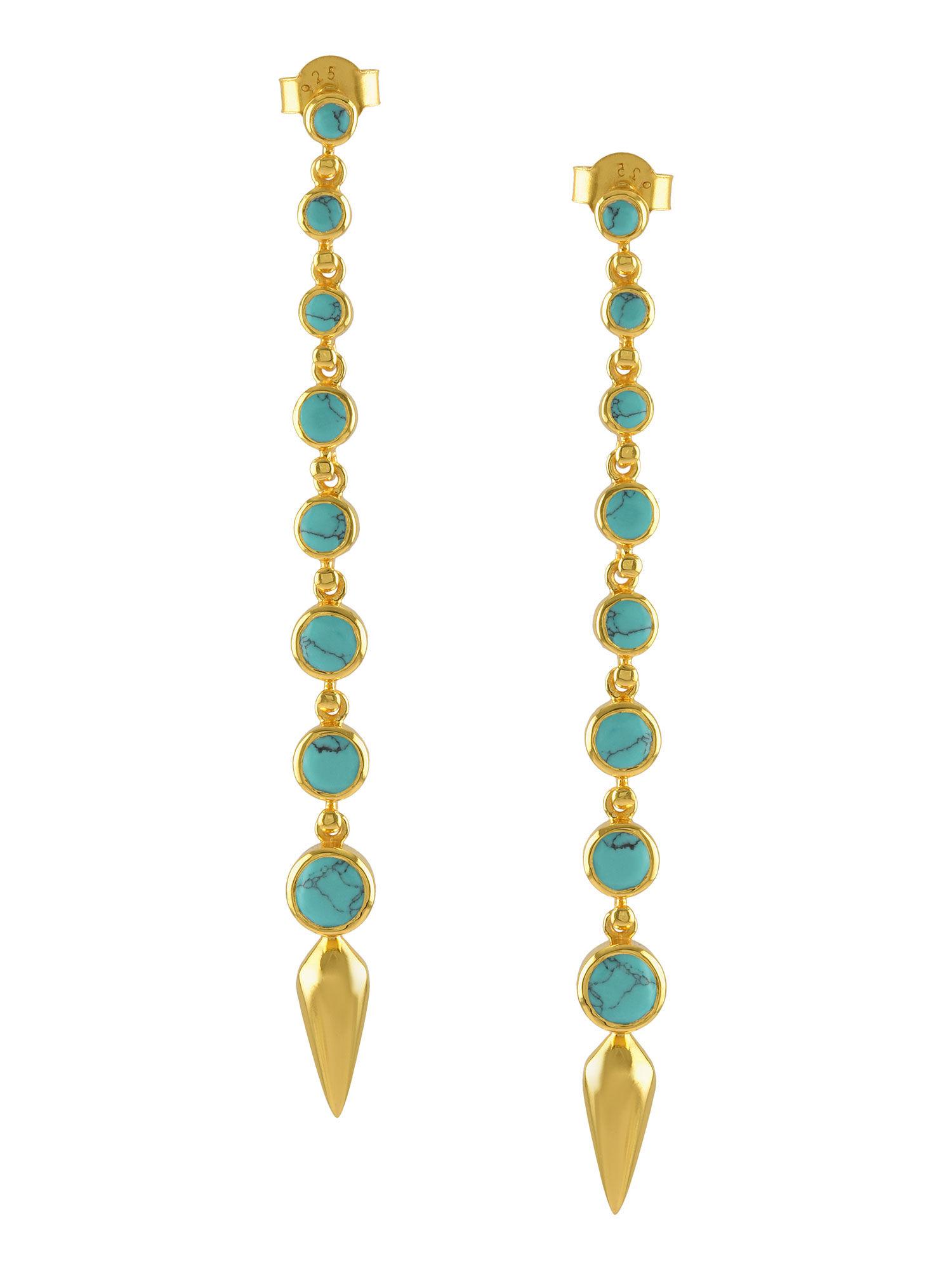 sterling silver gold plated turquoise ascending earrings