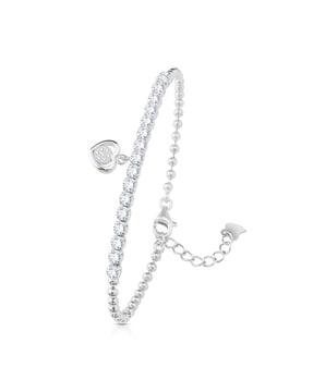 sterling silver heart shape link bracelet