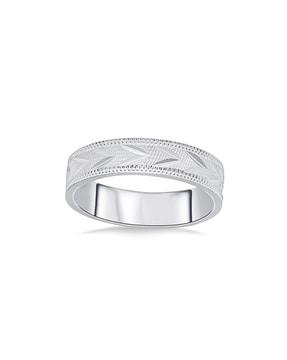 sterling silver leaf engraved band ring