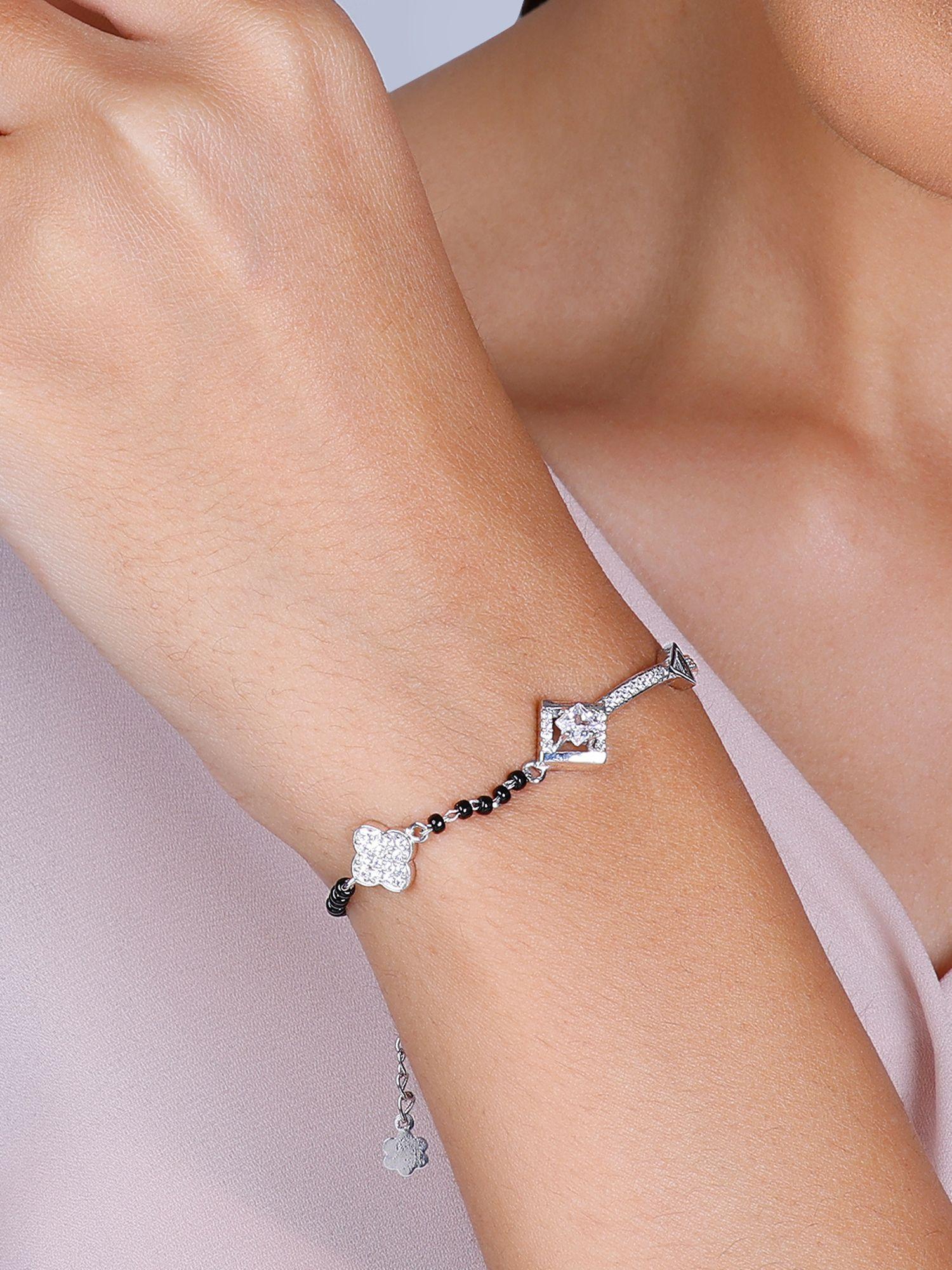 sterling silver love my bae mangalsutra bracelet for womens and girls