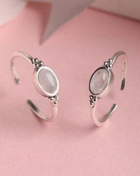 sterling silver mood stone-studded toe rings