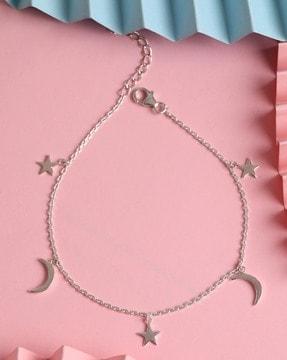 sterling silver moon & star anklet