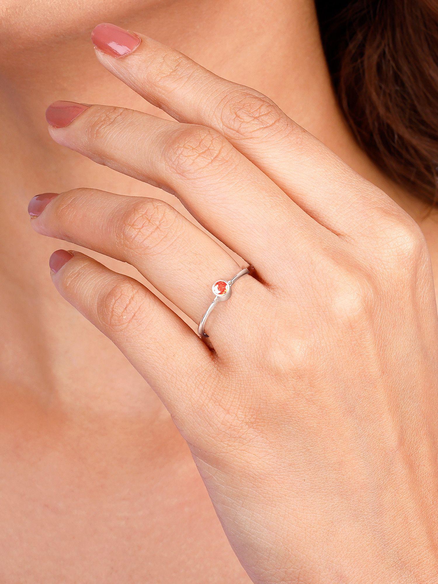 sterling silver orange radiance minimal ring for women