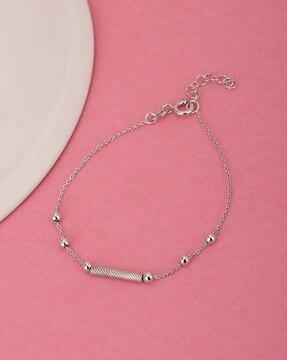 sterling silver rhodium plated adjustable charm bracelet