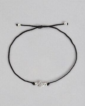 sterling silver rhodium plated floral anklet