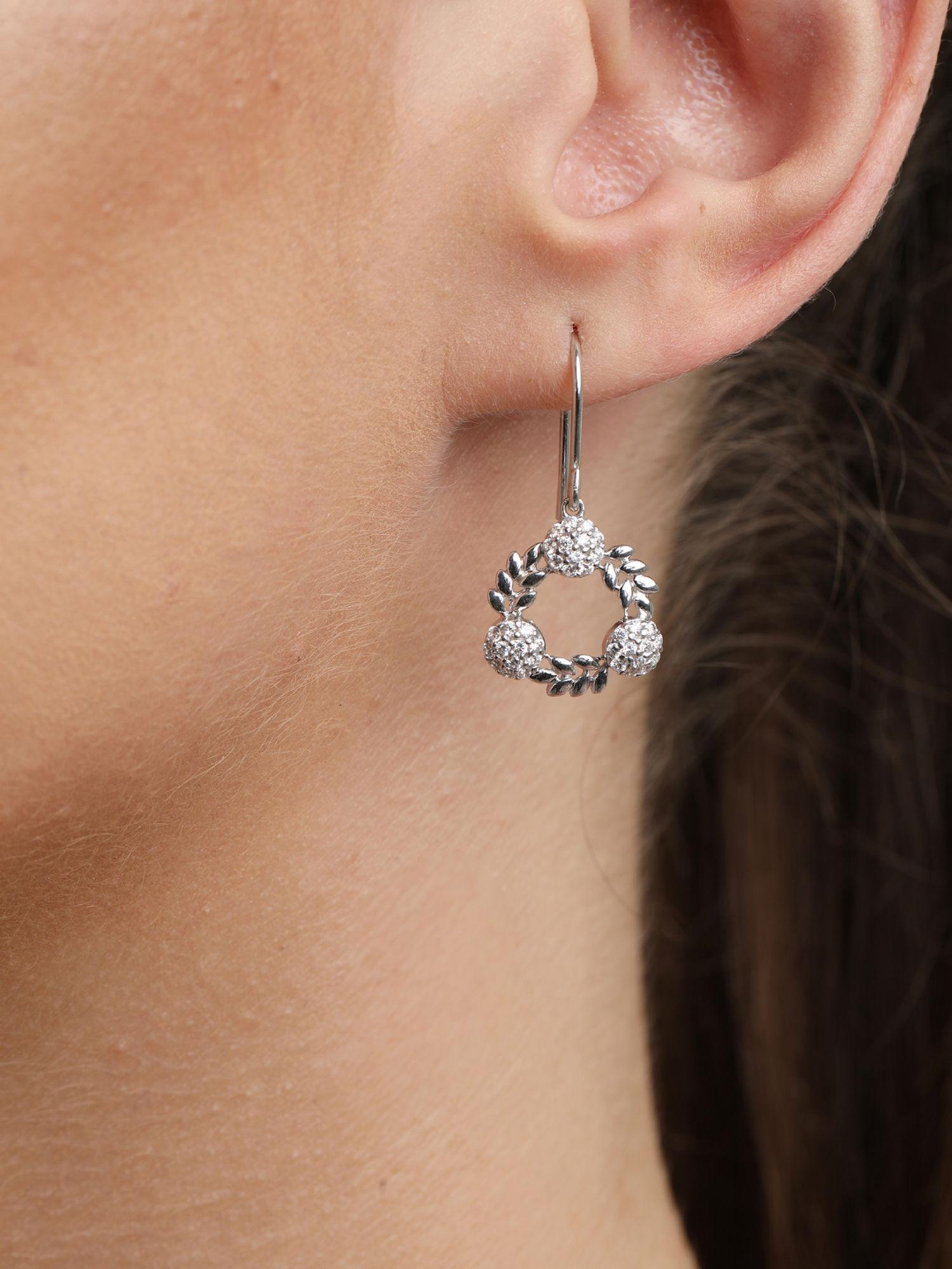 sterling silver rhodium plated swiss zirconia amla earrings for women & girls