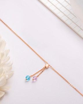 sterling silver rose gold-plated cubic zirconia-studded anklet