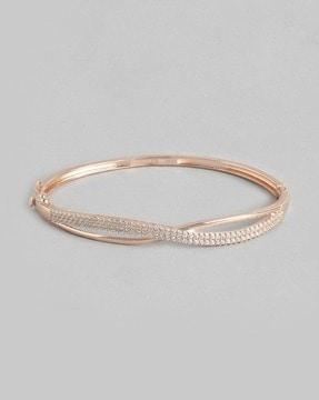 sterling silver rose gold-plated cubic zirconia-studded bracelet