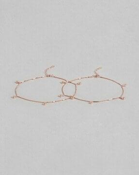 sterling silver rose gold-plated drop cz anklets