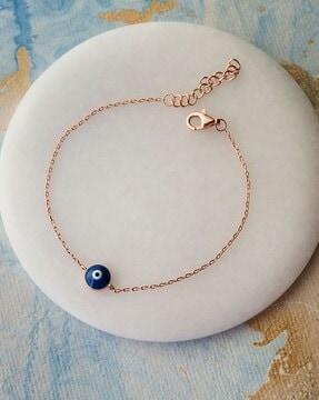 sterling silver rose gold-plated evil-eye bracelet