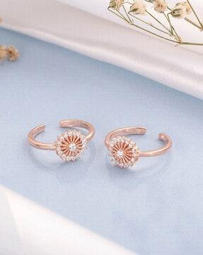 sterling silver rose gold plated stone-studded toe rings