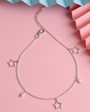 sterling silver star & pearl anklet