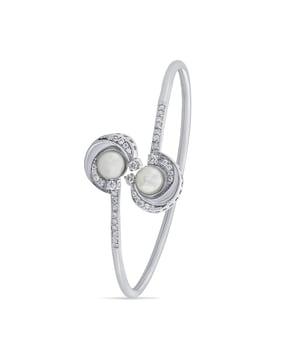 sterling silver stone-studded bracelet