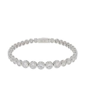 sterling silver stone-studded link bracelet