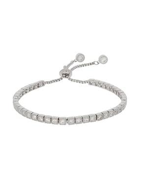 sterling silver stone-studded link bracelet