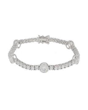 sterling silver stone-studded link bracelet