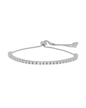 sterling silver stone-studded link bracelet