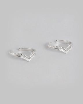 sterling silver stone-studded toe rings