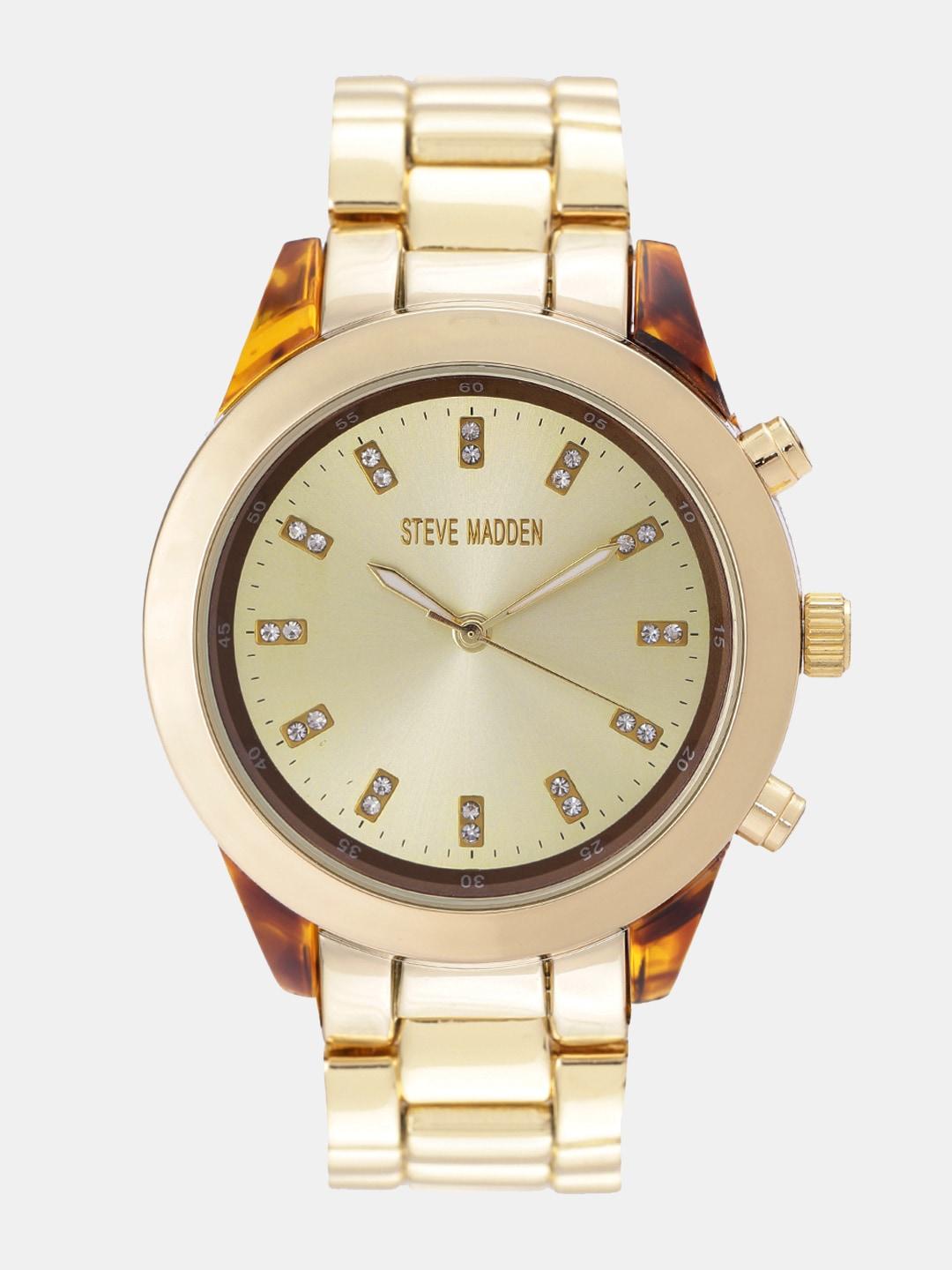 steve madden women gold-toned analogue watch smw145g-br
