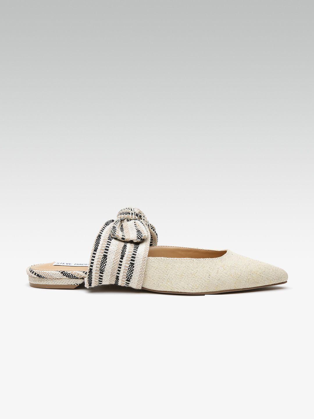 steve madden women off-white solid flats with bow detail
